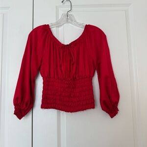 Sunny Taylor Red Smocked Peasant Top size small
